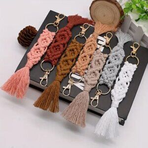 Handmade Woven Yarn Tassel Keychains 7.5"